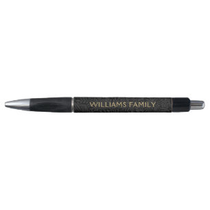 Caneta Nome da Família Floral Botânico Preto Vintage