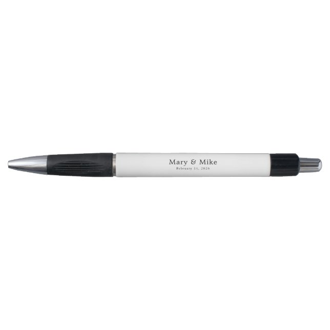 Caneta Nome de Casal Personalizado e Data em Branco Cláss (Frente)
