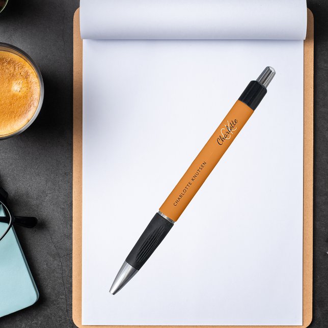 Caneta nome de monograma laranja script (Criador carregado)