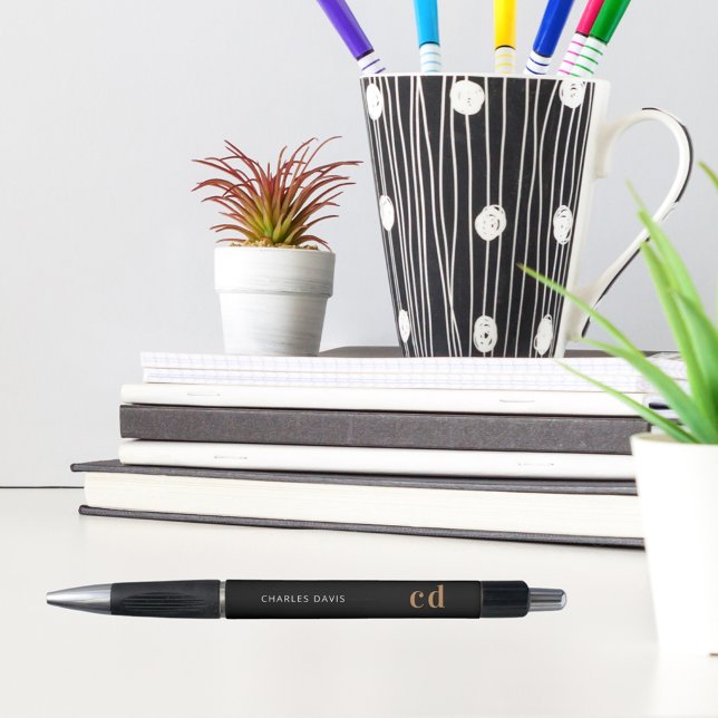 Caneta Nome de monograma personalizado minimalista ouro p (Criador carregado)