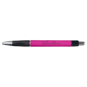 Caneta Nome de Salão de Negócios Rosa Quente Preto Elegan