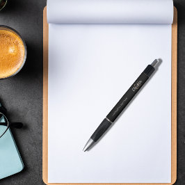 Caneta Nome do monograma personalizado script ouro preto