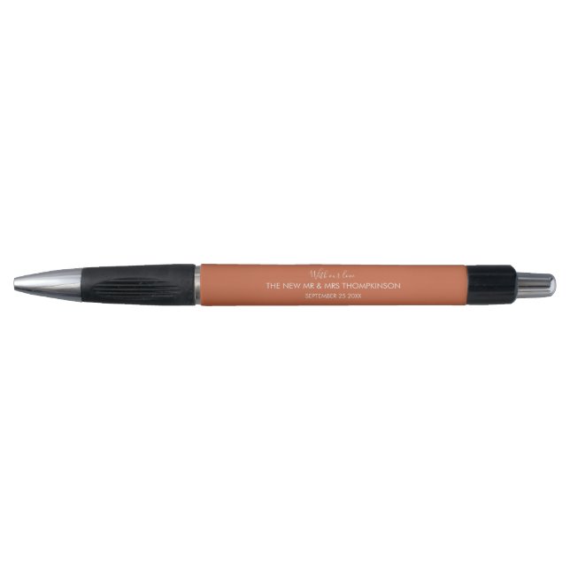 Caneta Nome do Newlyweds Typografia Terracotta Wedder Fav (Frente)
