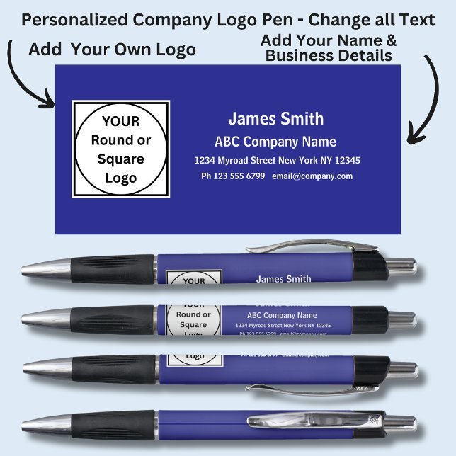 Caneta Nome dos Detalhes da Empresa,. Branco no Royal Blu (Criador carregado)