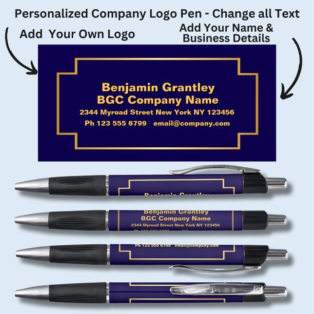 Caneta Nome dos Detalhes da Empresa, Texto Laranja Dourad (Criador carregado)