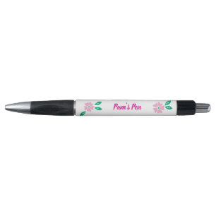 Caneta Nome Floral Moderno Suave Rosa