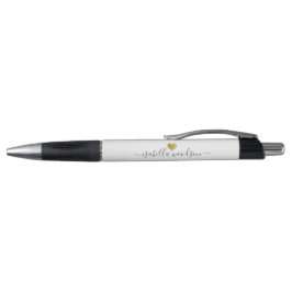 Caneta Nome Moderno com Coração Dourado Script