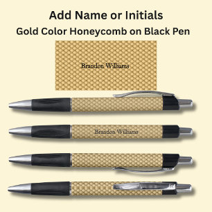 Caneta Nome ou Iniciais em Honeycomb Dourado