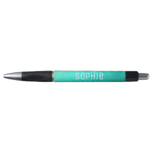 Caneta Nome personalizado, cor azul-d-água, cor-de-rosa