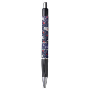 Caneta Nome personalizado enfermeiro marinho azul brilhan