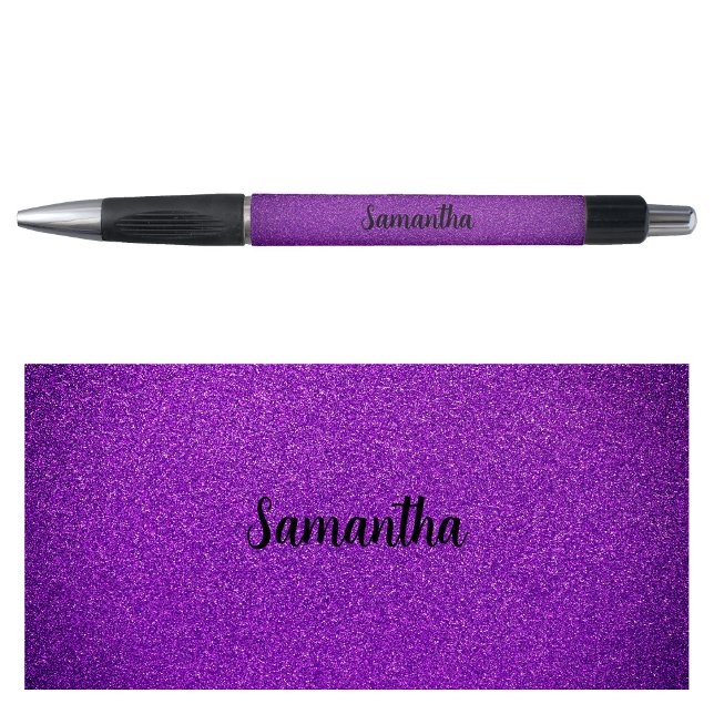 Caneta Nome Personalizado Glitter Roxo (Personalized Name Purple Glitter Pen)