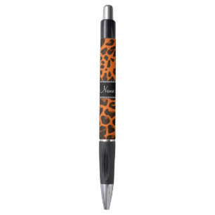 Caneta Nome personalizado padrão leopardo laranja