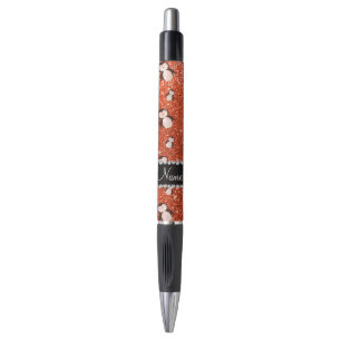 Caneta Nome personalizado pinguins de brilho neon laranja