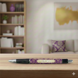 Caneta Nome Personalizado Royal Dark Plum Elegante Execut