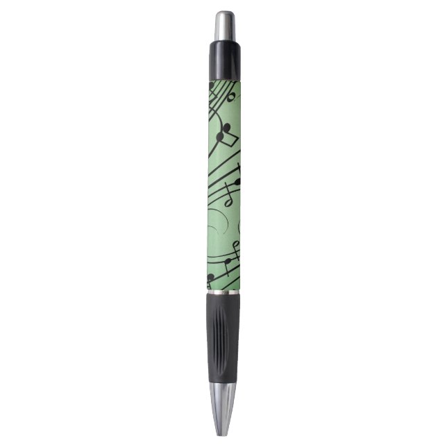 Caneta Notas Elegantes Design de Música Verde (Frente Vertical)