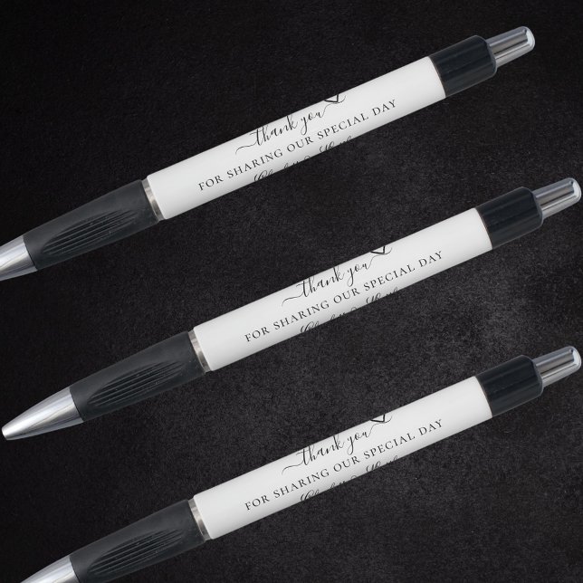 Caneta Obrigado de casamento do coração branco preto (Criador carregado)