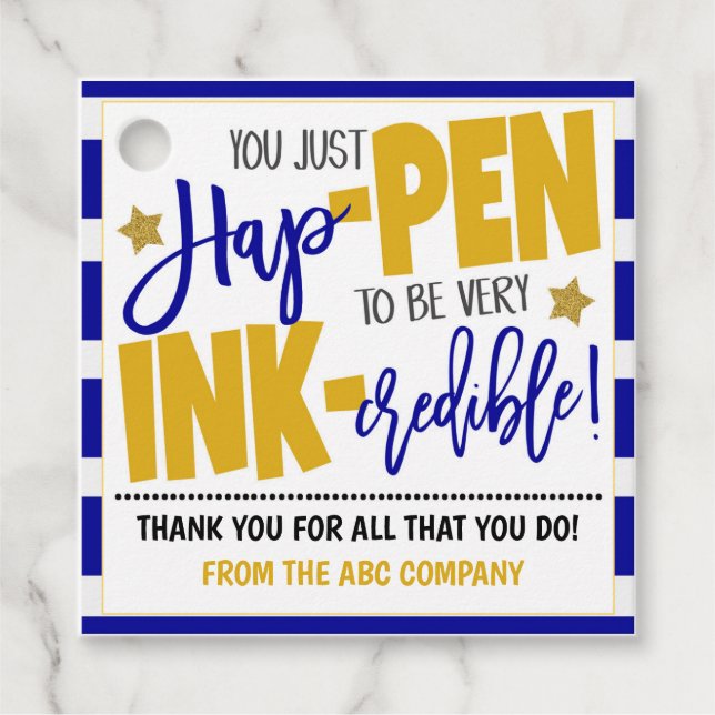 Caneta Obrigado Etiqueta do presente (Frente)