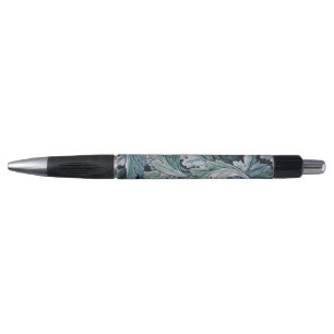 Caneta Padrão Azul de Folha de Acanto Vintage William Mor