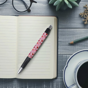 Caneta Padrão de Amor com Corações Rosados Vermelhos Fofo