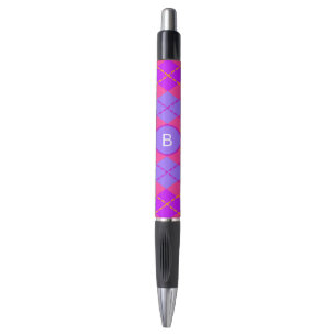 Caneta Padrão de Argila Brilhante Rosa e Azul com Monogra