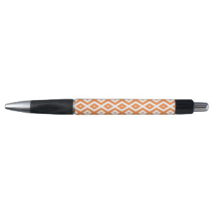 Caneta Padrão de diamante branco e laranja