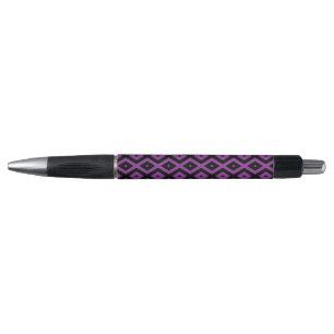 Caneta Padrão de diamante roxo e preto