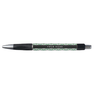 Caneta Padrão de Folhas, Folhas Verdes, Seu Nome