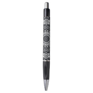 Caneta Padrão de Mandala Monocromático Preto e Branco