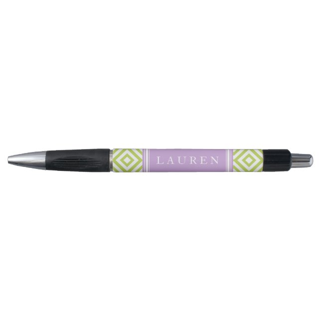Caneta Padrão de Ouros Verde e Lavanda (Frente)
