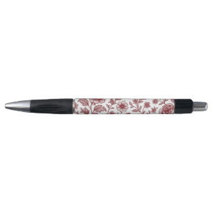 Caneta Padrão de Rosa da Vintage Vermelha Escura