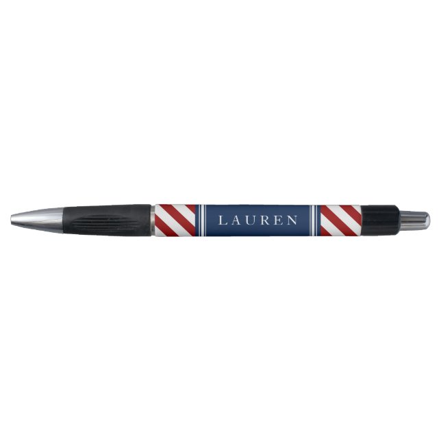 Caneta Padrão de Stripes Vermelho e Azul (Frente)