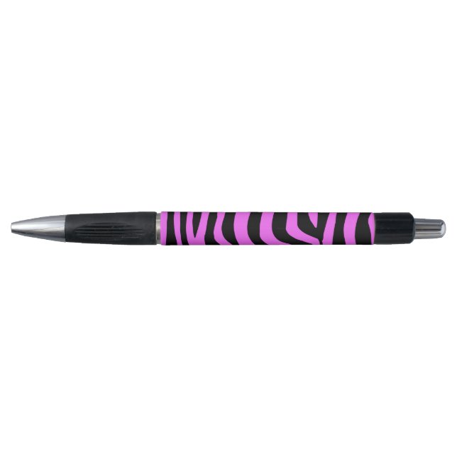 Caneta Padrão de zebra cor-de-neon rosa (Frente)