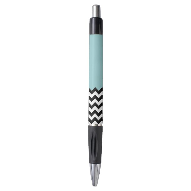 Caneta Padrão de ziguezague preto e branco, Chevron, azul (Frente Vertical)