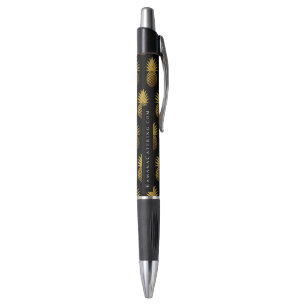 Caneta Padrão Elegante de Abacaxi Dourado