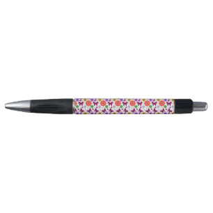 Caneta Padrão floral de borboleta retrô Arte popular colo