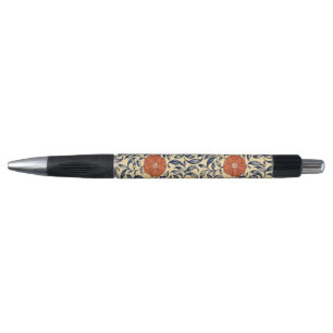 Caneta Padrão Floral de Peônia Chinesa Art Nouveau Antigo