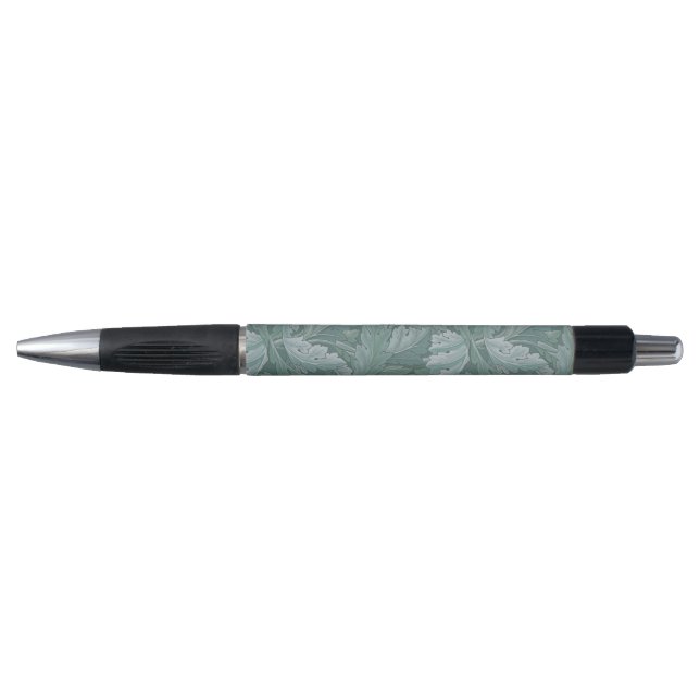 Caneta Padrão Folha de Acanto Azul Teal de William Morris (Frente)