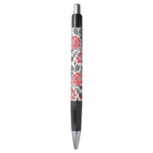 Caneta Padrão original de flores de rosa vermelha com pon (Frente Vertical)