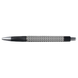 Caneta Padrão Simétrico de Arabesco Preto e Branco em Neg
