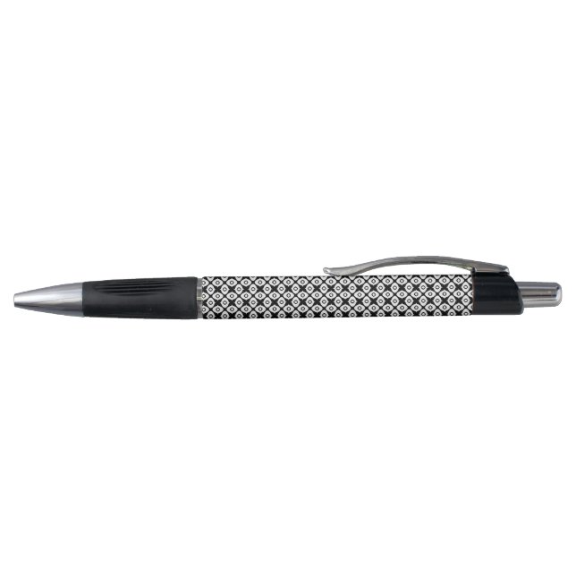 Caneta Padrão Simétrico de Arabesco Preto e Branco em Neg (Topo)