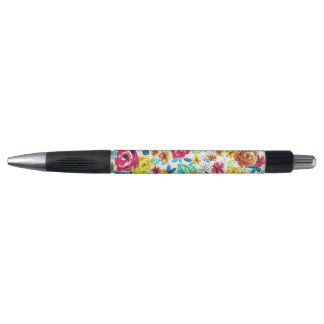 Caneta Padrões de rosas coloridos