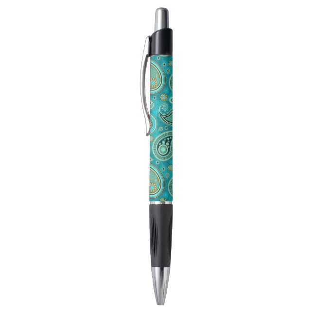 Caneta Paisley Pattern Teal Blue (Topo (Vertical))