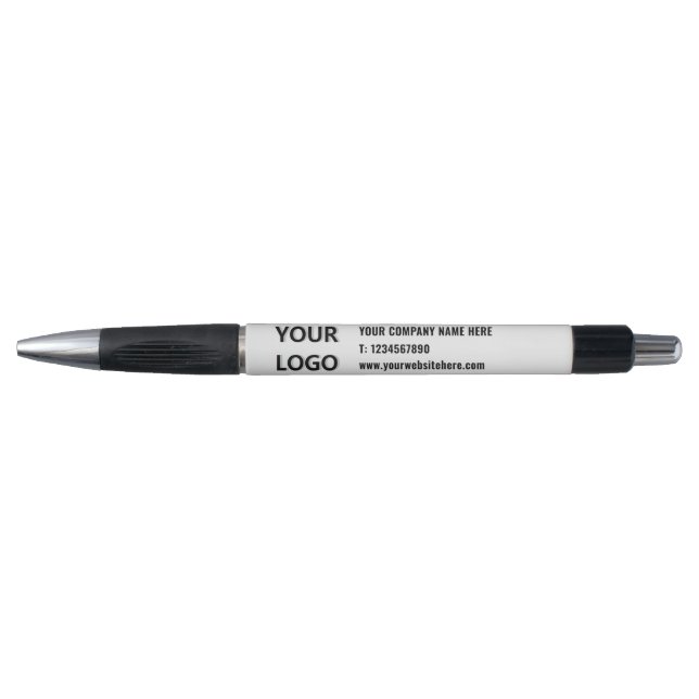 Caneta para sua empresa com logotipos e texto (Frente)