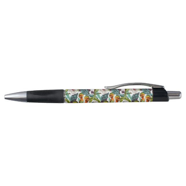 Caneta Pássaro e teste padrão de flor exótico (Topo)