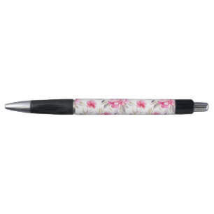 Caneta Peônia Rosa Floral