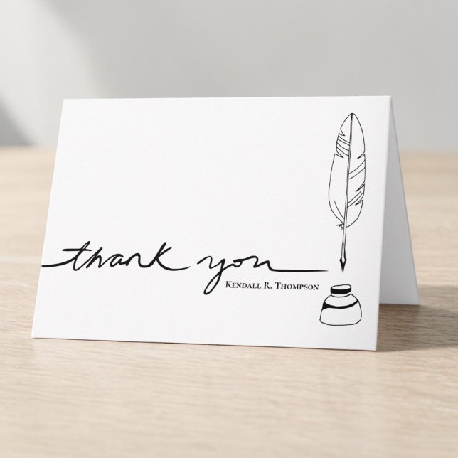 Caneta Personalizada de Escritor Agradecimento Nom (Minimalist, professional, classy, elegant customizable name thank you card.)