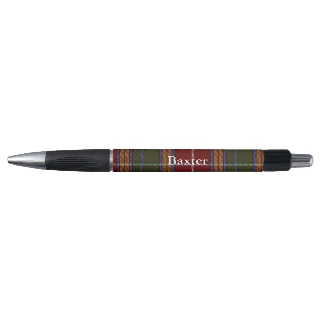 Caneta Personalizada de Xadrez Clã Baxter Tartan C (Frente)