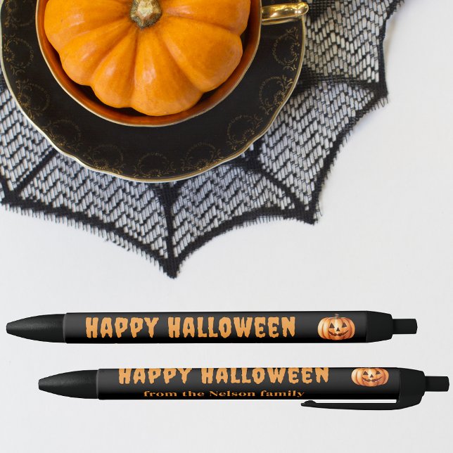Caneta Personalizada do Feliz Dia das Bruxas de Pu (🎃 Scribble in Style: Personalized Pumpkin Charm Pen! 🍬)