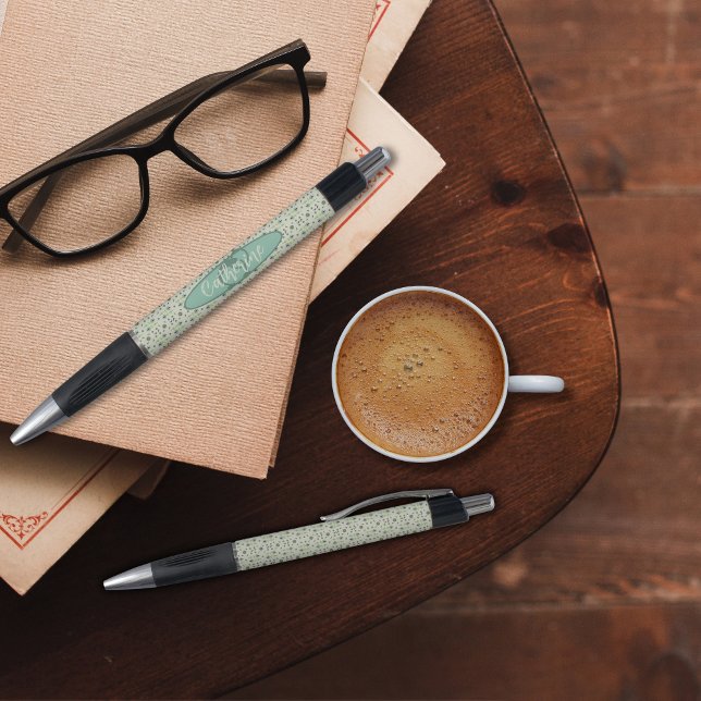 Caneta Personalizada Floral Elegante Inspirada por (Elegant Vintage Inspired Cream Floral Personalised pen.)