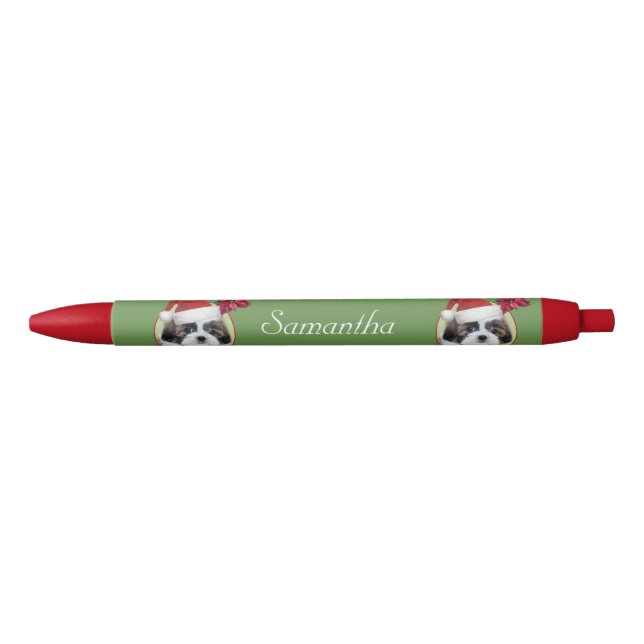 Caneta personalizada vermelho do cão de Shih Tzu (Frente)